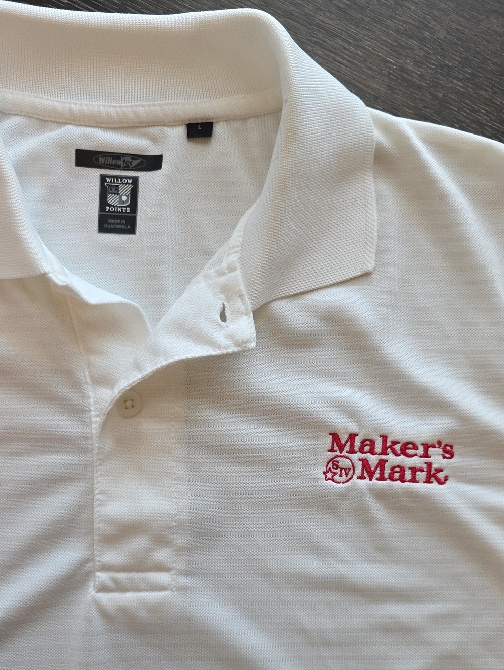 Source Unknown White Polo with Red Maker's Mark Embroidery